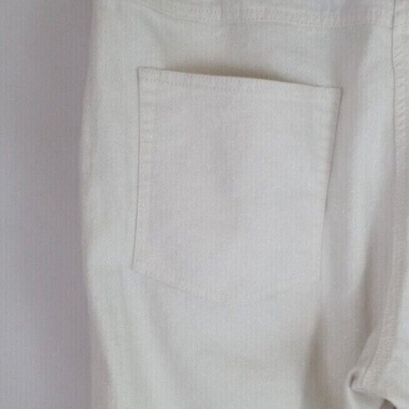 Lark Lane Women's White With Metallic Gold & Studded Accents Bootcut Jeans 14 - Picture 3 of 8